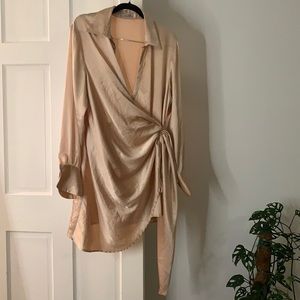 Fashion Nova | Champaign wrap dress mini